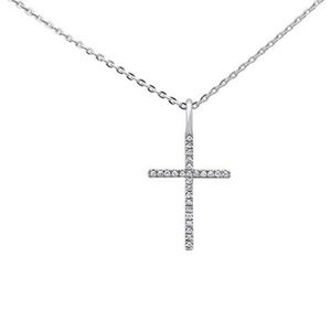 .05ct 14kt white gold diamond cross pendant neckla